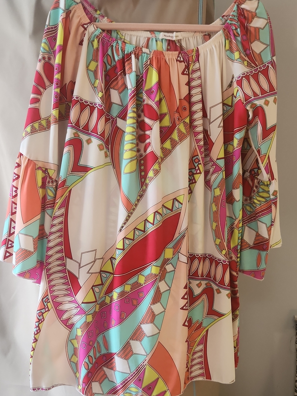 Colorful Geometric Off-Shoulder Tunic
